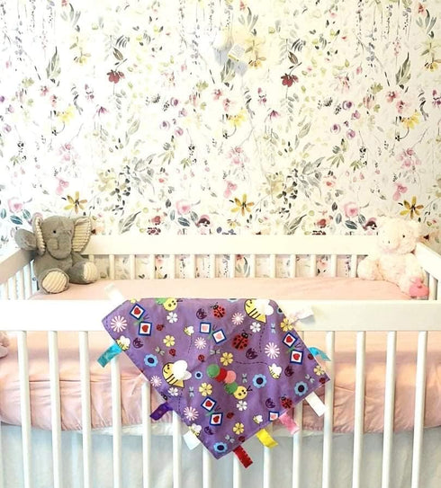 Lovey Sensory Tag Toy - Garden Flowers Butterflies Blanket