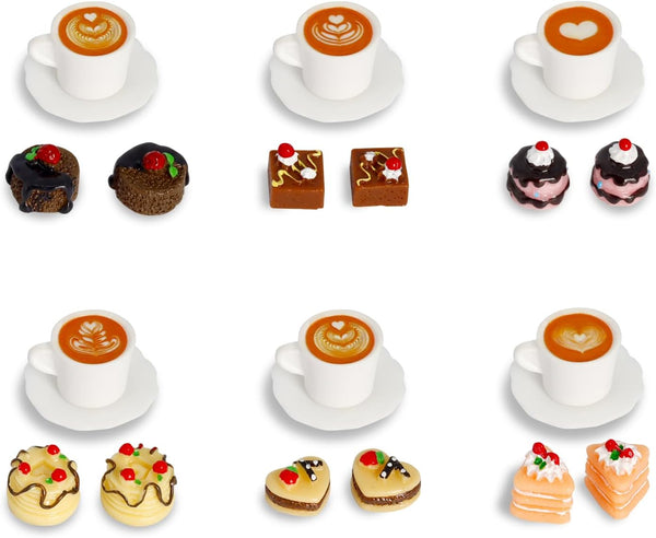 Hiawbon 24 Pcs Miniature Food Kitchen Decoration Sets 1:12 Miniature Coffee Mugs