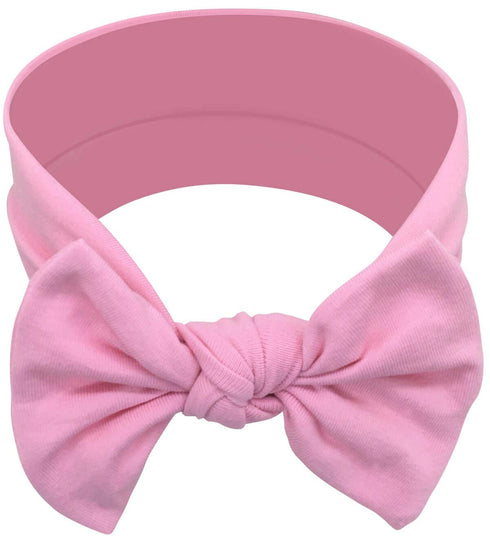 Baby Girl Headbands - Infant, Toddler Cotton Handmade Hairbands with Bows (White, Gray, Pink, Powder Pink)