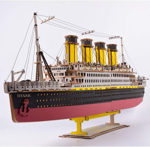 Large Size Titanic Model 3D Wooden Puzzles - Cruise Ship DIY Assembly Kit for Teens and Adults