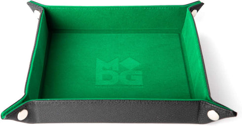 FanRoll Fold Up Velvet Dice Tray: Green with PU Leather Backing, Role Playing Game Accessories for Dungeons