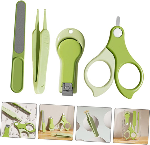 LOORGVEL Set Nail Clipper for Newborns and Infants Portable Green Nail Grooming Kit Travel-Friendly