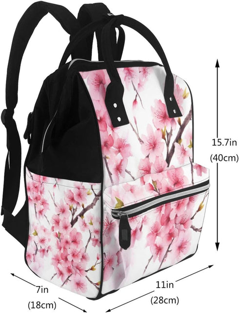 DWVTSLH Backpack Mummy Backpack Cherry Blossom Diaper Bag Multifunction Nappy Bags Waterproof Large Capacity Travel