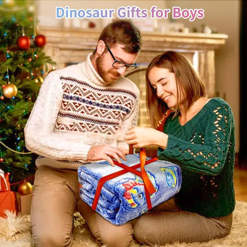 Personalized Dinosaur Blanket for Boys, Glow in The Dark Toddler Blanket, Soft Fleece Throw for Kids, Birthday 30"x 40"