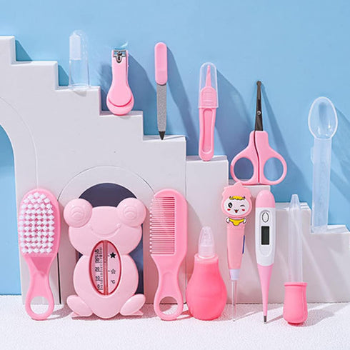 Pineeseatile Set 13 PCS/Set, Baby Healthcare and Grooming Kit Baby Nasal Aspirator Nail Clipper Hairbrush Newborn Daily