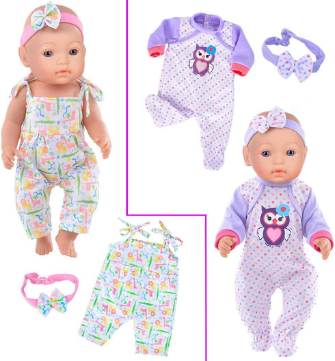 10 Sets 14-17 Inch iBayda Baby Doll Clothes and Accessories Include Rompers Outfits Hat Headbands for New Born Baby