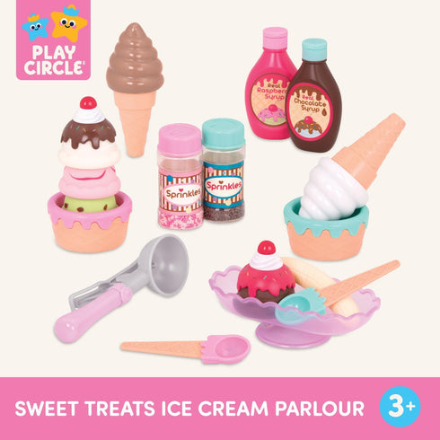 Set 3+ Years(21 Battat Play Circle Toy Food Ice Cream Kitchen Accessories for Kids Pretend Play Sweet Treats Ice Cream