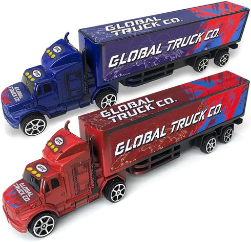 ArtCreativity Semi Truck Toys for Boys, Set of 2, Pull Back Truck