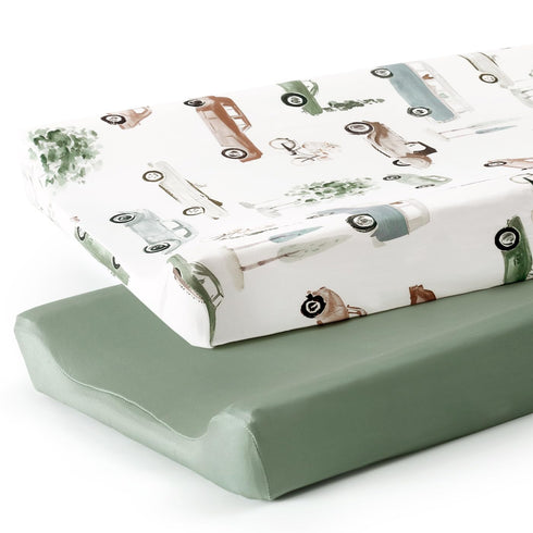 GRSSDER Stretchy Ultra Soft Jersey Knit Changing Pad Cover Set 2 Pack,