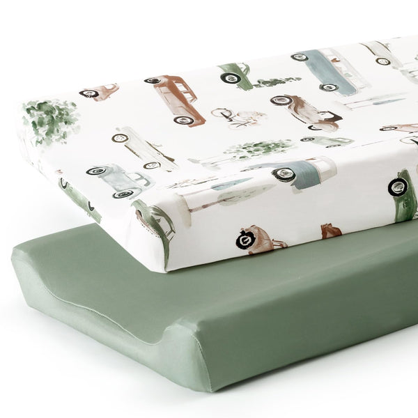 GRSSDER Stretchy Ultra Soft Jersey Knit Changing Pad Cover Set 2 Pack,