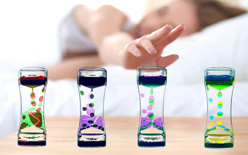 OCTTN Set 9 Liquid Motion Bubbler Timer of Great Desktop Liquid Timer for Fidget Toy, Rainbow Water Timer for Autism