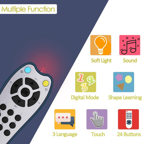 Baby Realistic TV Remote Control Toy with Light and Sound, Adjustable Volume, Educational Musical Toy for 3+ Months