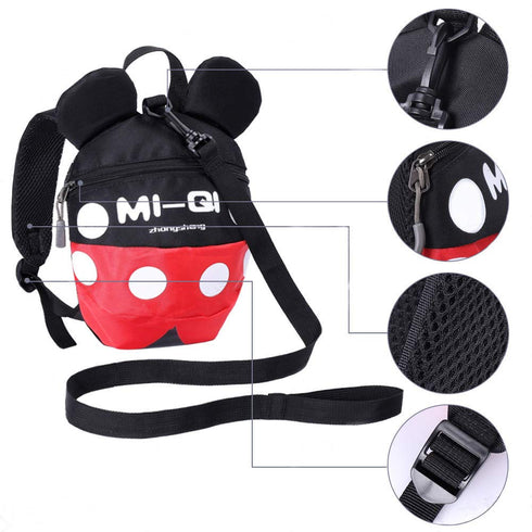 Baby Toddler Leash Backpack, Anti-Lost Travel Bag Harness Reins for Boys Girls (Black Red, 1-5 Years)
