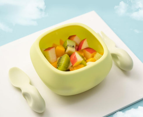 Toddler Utensils Set, Baby Essentials with Bowl, Fork, and Spoon for 12M+ Self-Feeding, Green