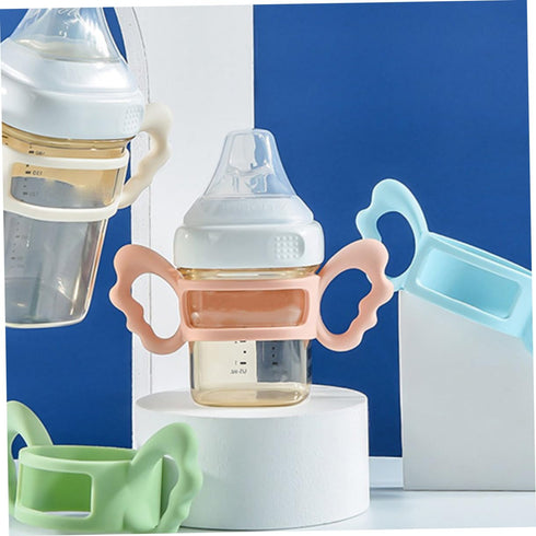 Milk Bottle Handle and Feeder Handle for Wide Mouth Bottles Portable Silicone Compatible Accessory for Newborns