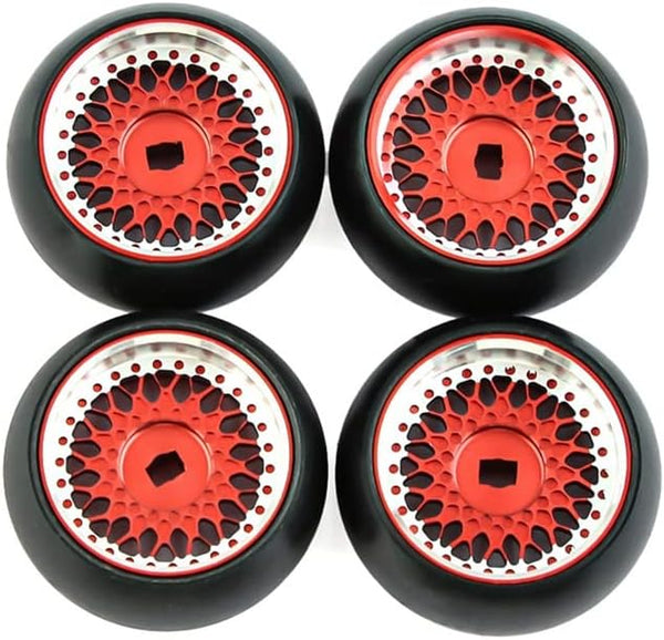 RC 1/28 Drift Wheels, Alloy Tires and Rims for 1/28 Wltoys K969 K989 P929, Kyosho Rally Model Car Upgrades (4pcs/Set,