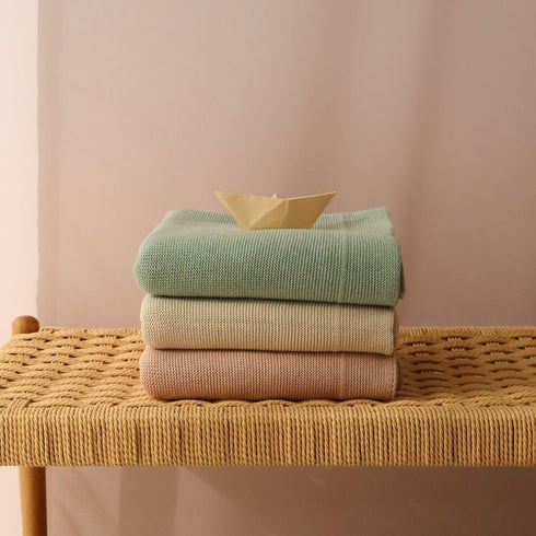 Denmark Knitted Baby Blankets, Soft 100% Organic Cotton, 30 x 40 inch, Blush