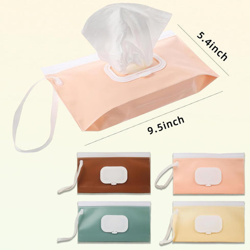 DOSAKEIKO 4 PCS Wipes Dispenser with Refillable Baby Wipes Dispenser Ideal for Travel Travel Wipes Case Keeps Wipes