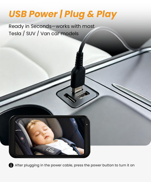BV2 4.5" 1080P Babyvue USB Car Camera for Baby : Car Seat Camera with Crystal Clear Mirror View, Easy Installation