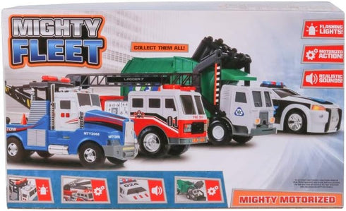3+ Mighty Fleet Mighty Motorized Fire Ladder Truck Firetruck Toy w/Lights & Sounds, Motorized Ladder, Extending Ladder