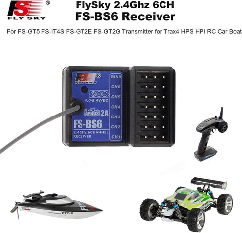 GoolRC Flysky FS-BS6 Receiver, 2.4Ghz 6CH AFHDS2 Compatible with Flysky FS-GT5 FS-IT4S RC Transmitter