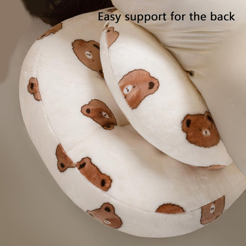 Detachable Body Pillow with Bear Print - Adjustable Maternity Support