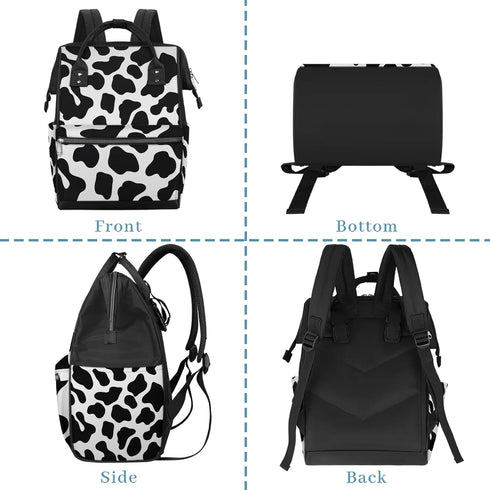 Honeybaby Backpack 19L Diaper Bag for Mom & Dad Cow Print Style Large Diaper Bag Tote with Multi-Pocket, Portable