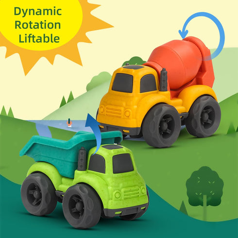 Toddler Dump Truck and Cement Mixer Car Toys for 1-3 Year Old, BPA Free, Educational Gifts for 2-4 Year Boys Girls