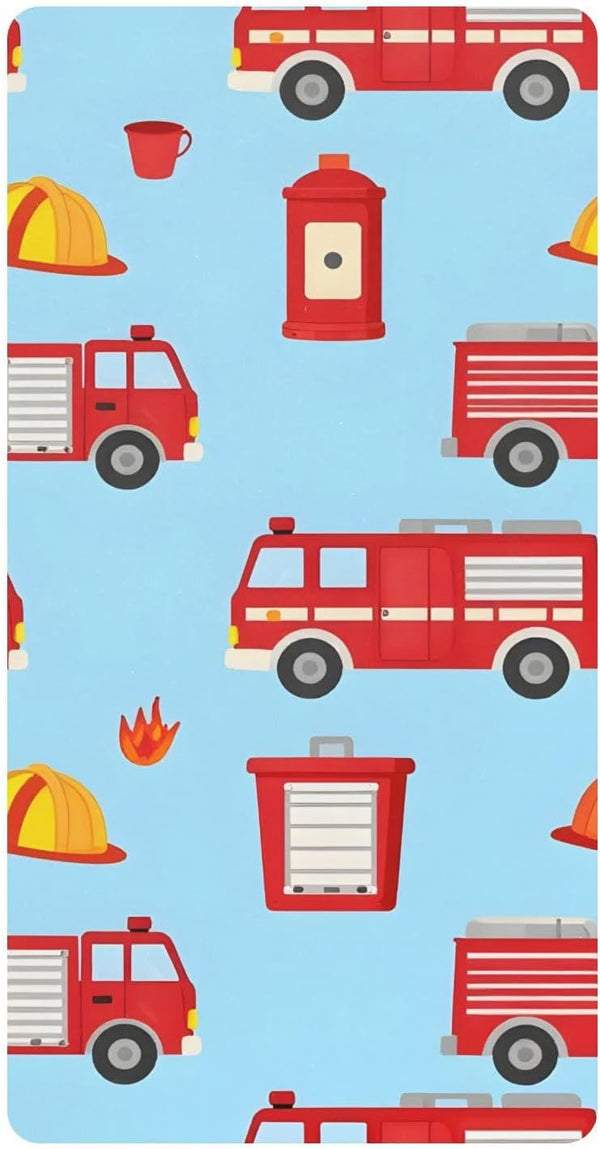 CZXW Cartoon Fire Engine Crib Sheets Fitted 52" x 28" Natural Cotton Soft