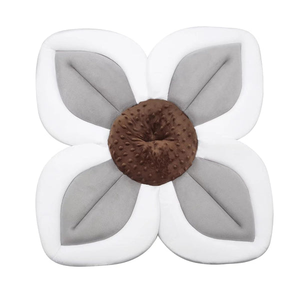 PandaEar Baby Bath Pad for Infant Newborn, Soft Flower Petals for Sink Bathtub Essentials (Grey)