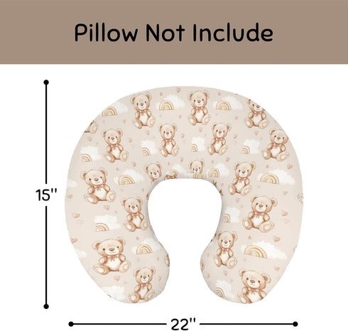 Wicbfdfv Cute Bears Rainbow Bows Nursing Pillow Cover Ultra-Soft Comfortable for Baby Girls Boys Bear Cloud Hearts