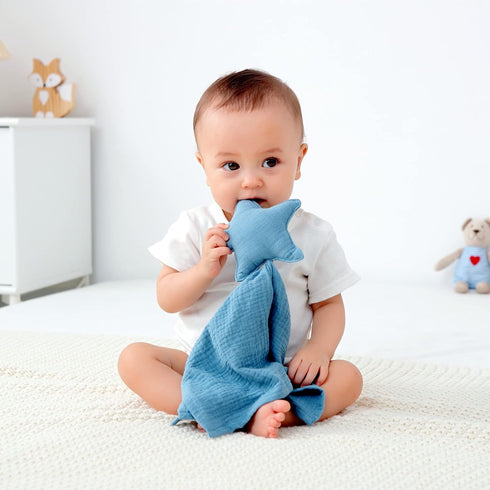 insular Baby Lovey Blanket, Cotton Muslin Security Blanket for Boys and Girls, Soft Breathable Lovie Soothing Towel for