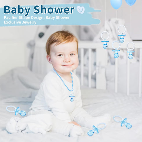 Pacifiers for Baby Shower Game, 36 Plastic Pacifiers for Decoration DIY, Large Size Baby Shower Props (Blue, 2.75 in)