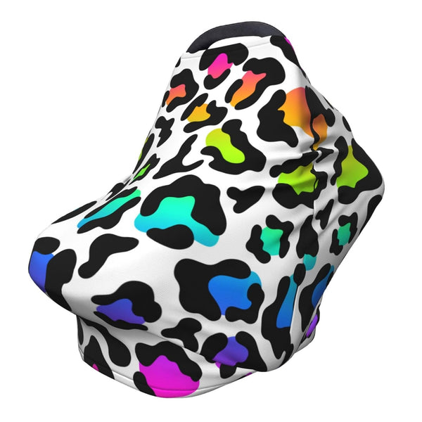 Schgap Colorful Leopard Car Seat Covers Canopy for Baby, Nursing Cover Breastfeeding Baby