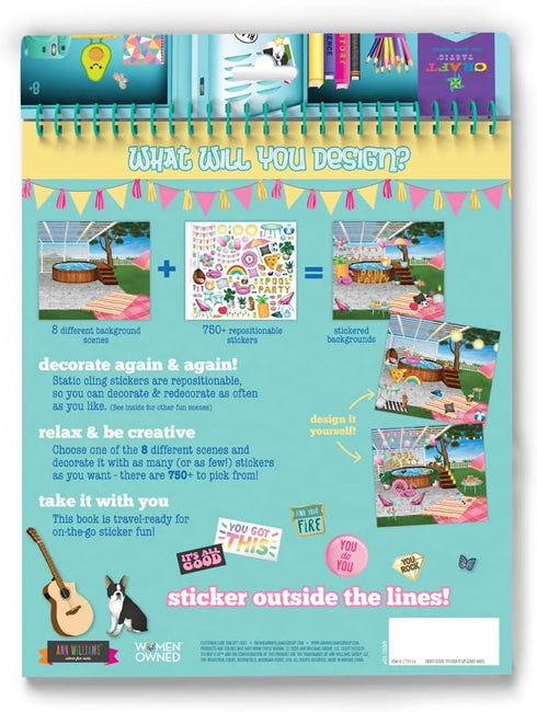 Craft-tastic Sticker It Up! Reusable Sticker Book for Kids with 750+ Repositionable Stickers on 8 Scene Pages