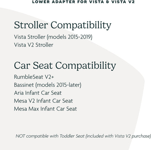 UPPAbaby Lower Adapter for Vista/Vista V2 Strollers, Compatible with RumbleSeat V2+, Bassinet, Aria, Mesa V2