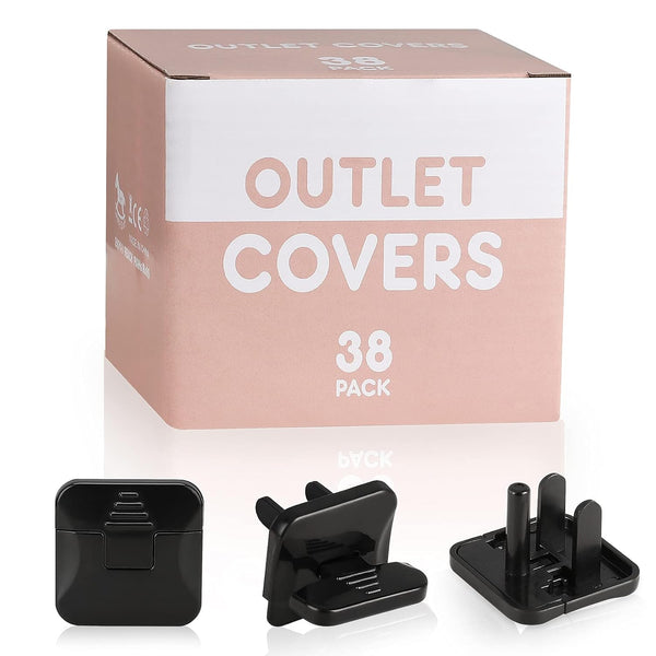 Babepai 38-Pack Black Outlet Covers, Child Proof Electrical Protector Safety, Improved Baby Safety Plug Covers