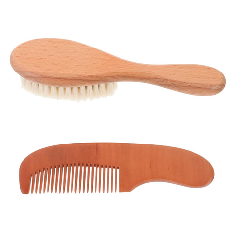 TOYANDONA Newborn Brush Comb Wool Hair Brush Wooden Comb Hair Care Supplies