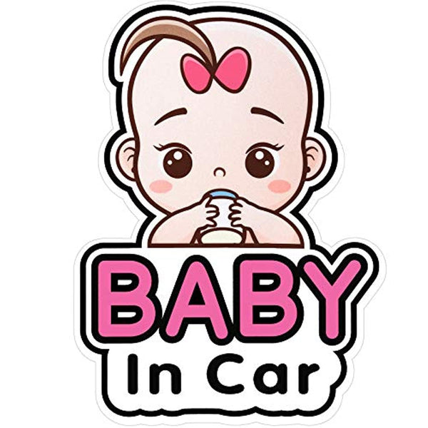 2 Pcs Baby in Car Stickers Sign for Girl Baby Car, Removable Safety Notice on Board