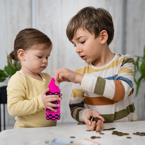Set 12, 4 6 Inch ArtCreativity Crayon Piggy Bank for Kids, of Fun Money Saving Coin Banks for Loose Change, Vibrant