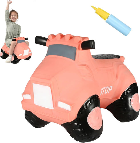 INPANY Bouncy Horse, Pink Car Hopper Toys, Toddler Ride-On Car, Inflatable Kids