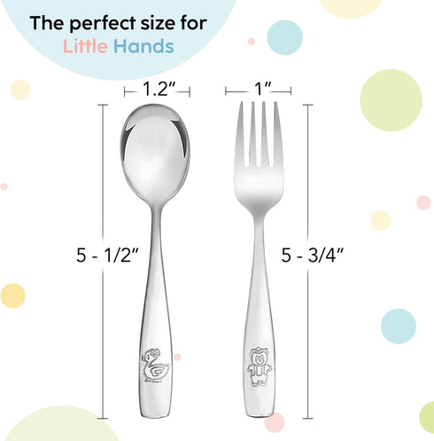 Kids Silverware Stainless Steel Set of 10, Dishwasher Safe Toddler Forks and Spoons, Safe Cutlery