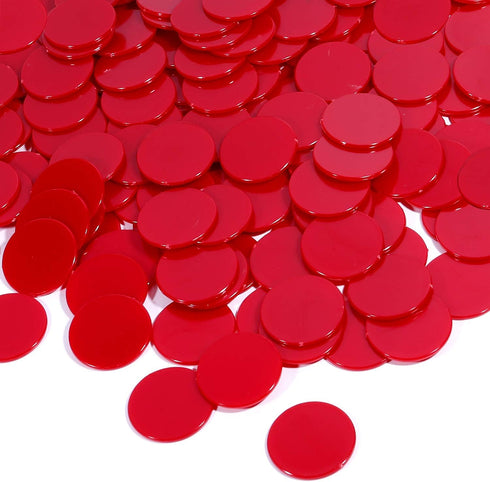 Coopay 300 Pieces Plastic Learning Counters, Bingo Chip Counting Discs for Math Practice and Poker Chips (Red Style 1)