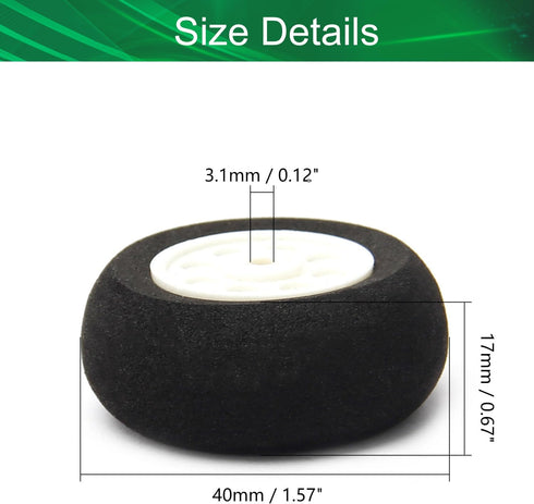 Yinpecly RC Car Wheel 40mm Dia Sponge RC Drift Cars Tires Set for DIY RC Car Truck Boat Helicopter Model White and Black 4PCS