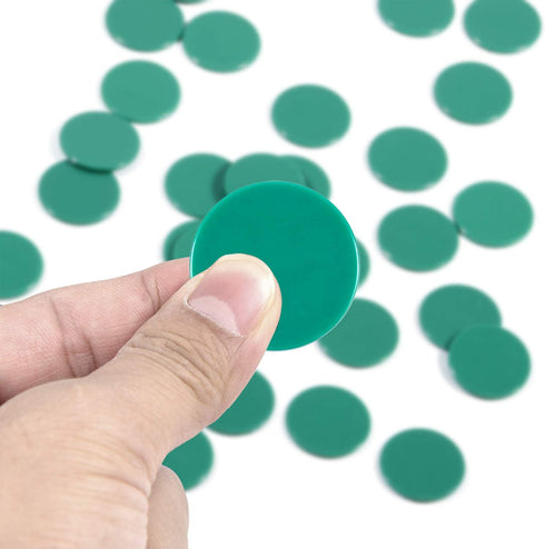 Coopay 300 Pieces Plastic Learning Counters Disks for Math Practice and Poker Chips Game Tokens, 1 Inch (Green Style 1)