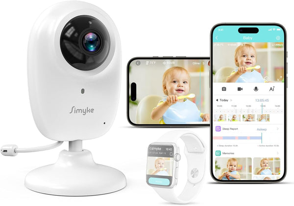 Simyke Smart Video Baby Monitor,1080P Baby Room Camera, APP Control,WiFi On/Off Switch,AI