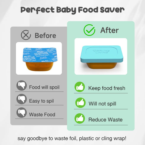 Morlike Baby Food Lids - 4 Pack Silicone Container Lid Compatible with Gerber Food Containers, BPA Free