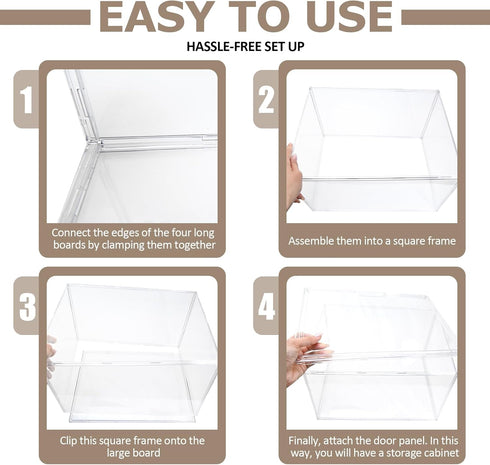 MAIDIWUDI Baby Bottle Organizer with Magnetic Door for Cabinet Stackable Clear Organizer Nursery Storage Bin for Baby