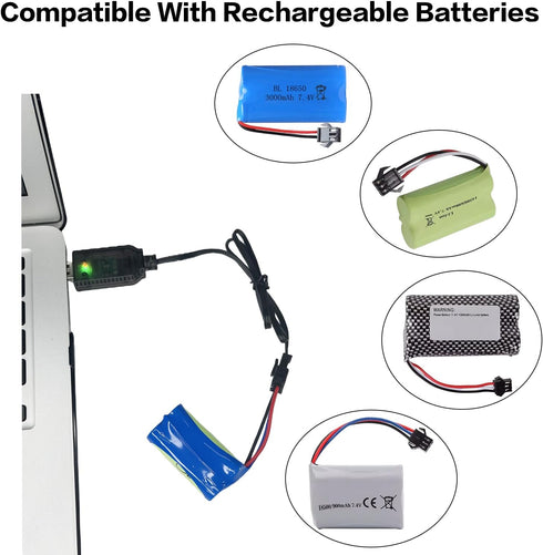 7.4V USB Charger Cable with SM-3PIN Plug for RC Car Plane Tank Boat, Universal 7.4V Lipo Battery USB Charger with