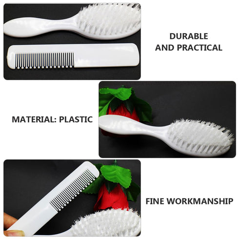 Set 3pcs Set Hair Brush Comb for Newborns and Infants, Soft Bristle Scalp Massager and Detangle Comb, Gentle Grooming